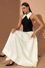 Spiral Lapel leeveless Maxi Dress