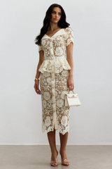 Larina Floral Lace Midi Dress | Dress In Beauty