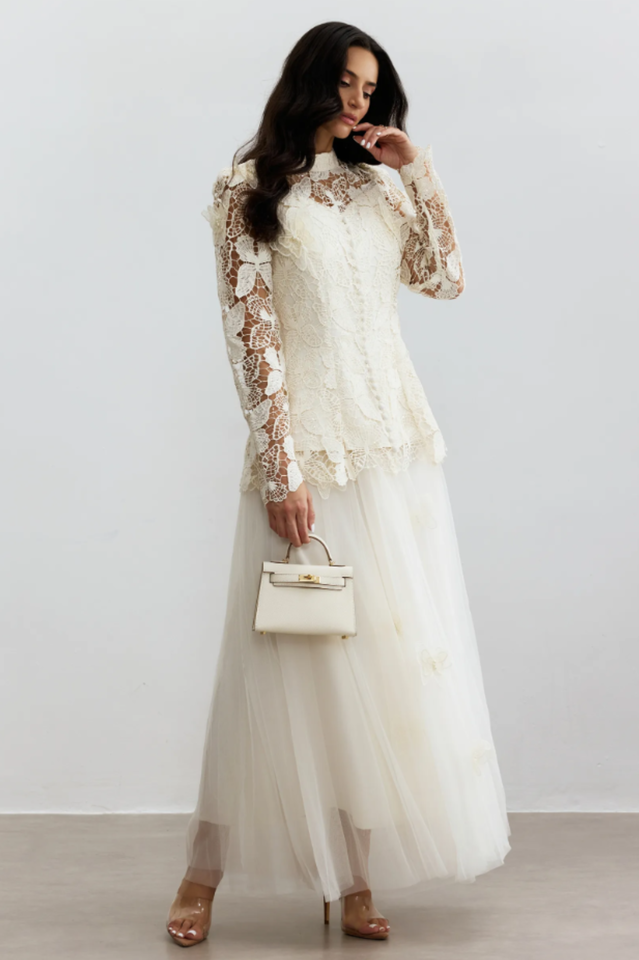 Elizabeth Butterfly Embroidered Lace Set | Dress In Beauty