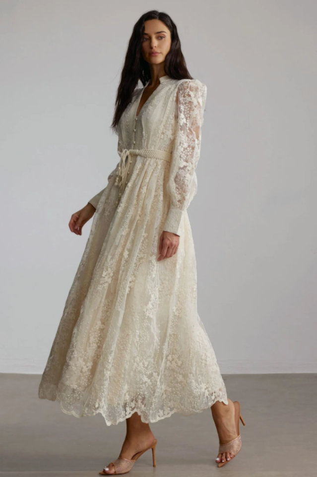 Madeline Lace Embroidered Midi Dress | Dress In Beauty