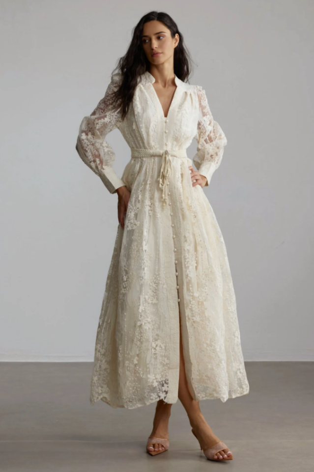 Madeline Lace Embroidered Midi Dress | Dress In Beauty