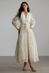 Madeline Lace Embroidered Midi Dress | Dress In Beauty