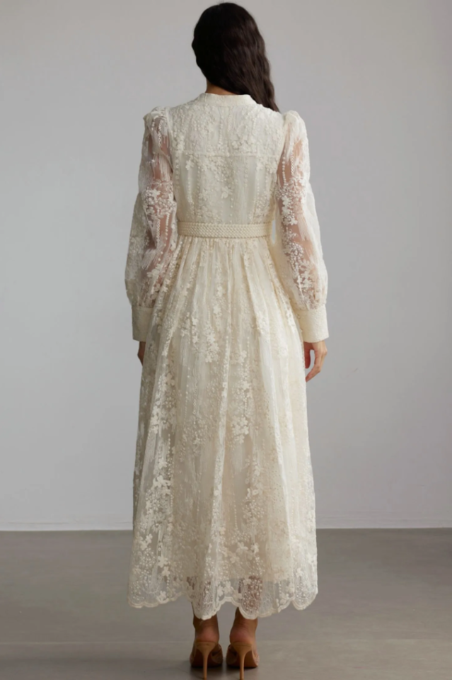Madeline Lace Embroidered Midi Dress | Dress In Beauty