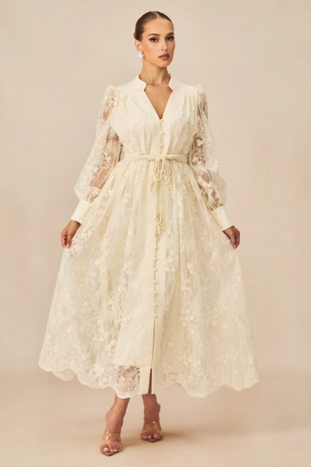 Madeline Lace Embroidered Midi Dress | Dress In Beauty