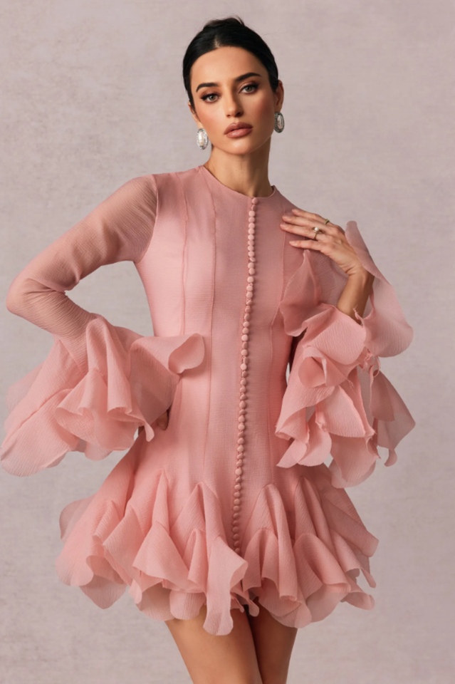 Leila Semi Sheer Flare Mini Dress | Dress In Beauty