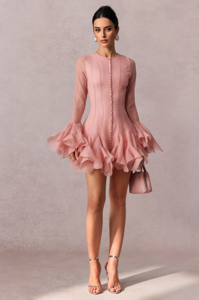 Leila Semi Sheer Flare Mini Dress | Dress In Beauty