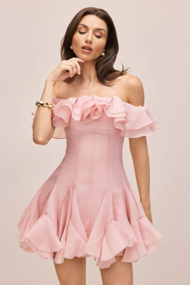 Vita Off Shoulder Ruffle Mini Dress | Dress In Beauty