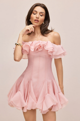 Vita Off Shoulder Ruffle Mini Dress | Dress In Beauty