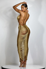 Edna Plunge Neck Fringe Maxi Dress | Dress In Beauty