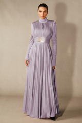 Elsie Metallic Pleated Belted Maxi Dress | Dress In Beauty
