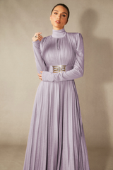 Elsie Metallic Pleated Belted Maxi Dress | Dress In Beauty