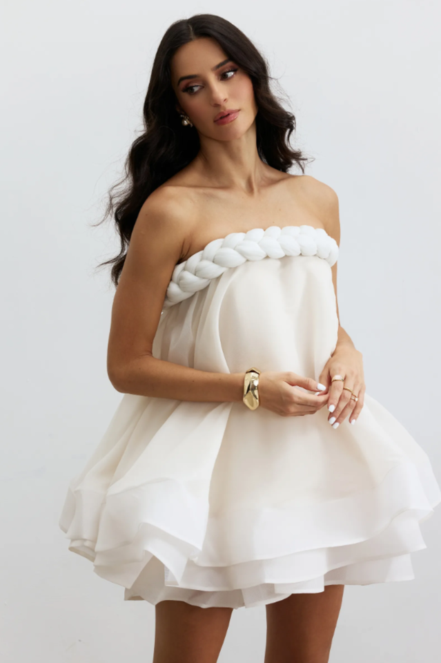 Naomi Twisted Neckline Layered Mini Dress | Dress In Beauty