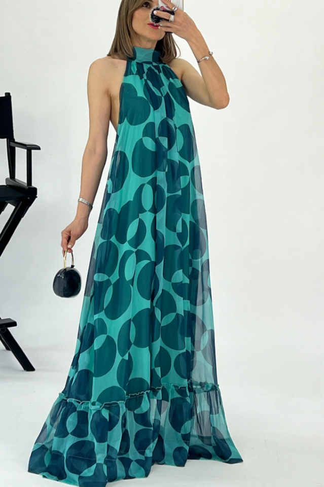 halter top maxi dress pattern Side Slit Halter Neck Backless Maxi Dress Sewing Pattern