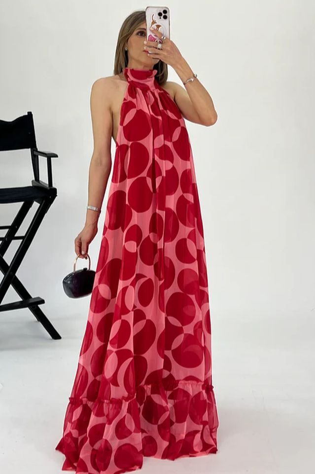 Stephanie Printed Halter Neck Maxi Dress | Dress In Beauty