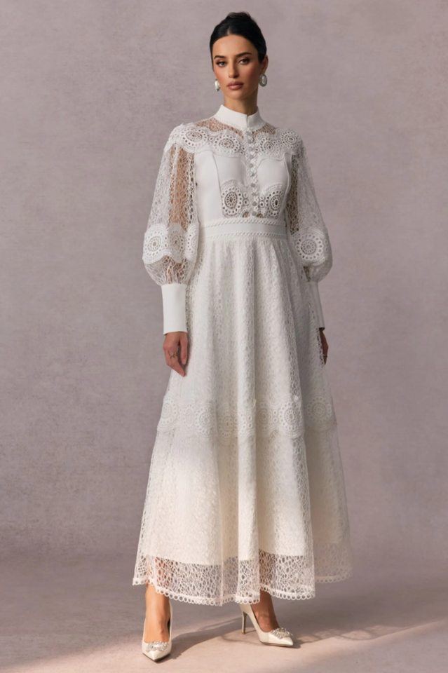 Charlotte Puff Sleeve Lace Maxi Dress | Dress In Beauty