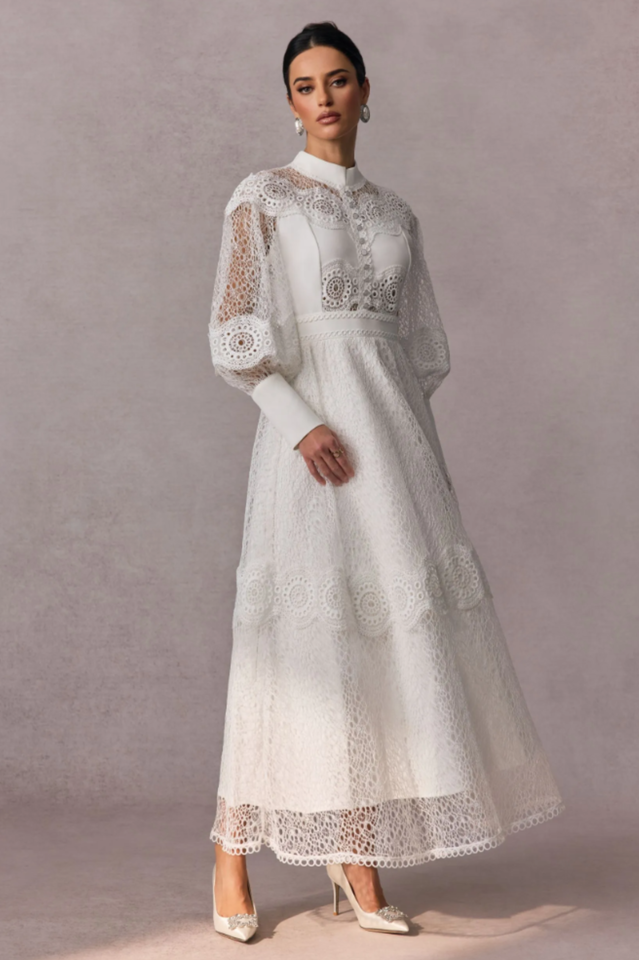 Charlotte Puff Sleeve Lace Maxi Dress | Dress In Beauty