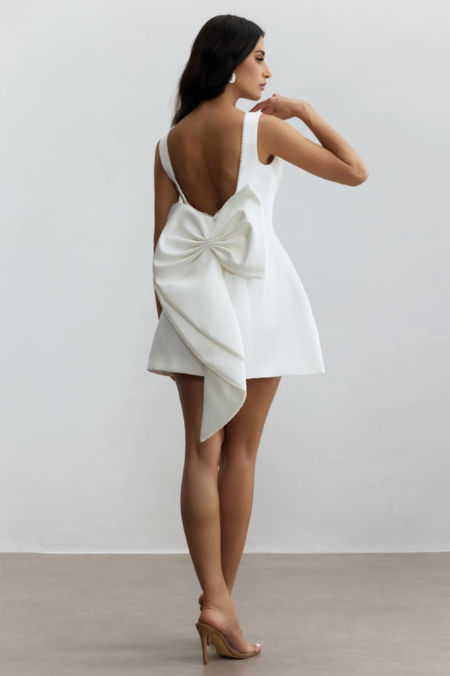 Cecila Bowknot Pearl Backless Mini Dress | Dress In Beauty