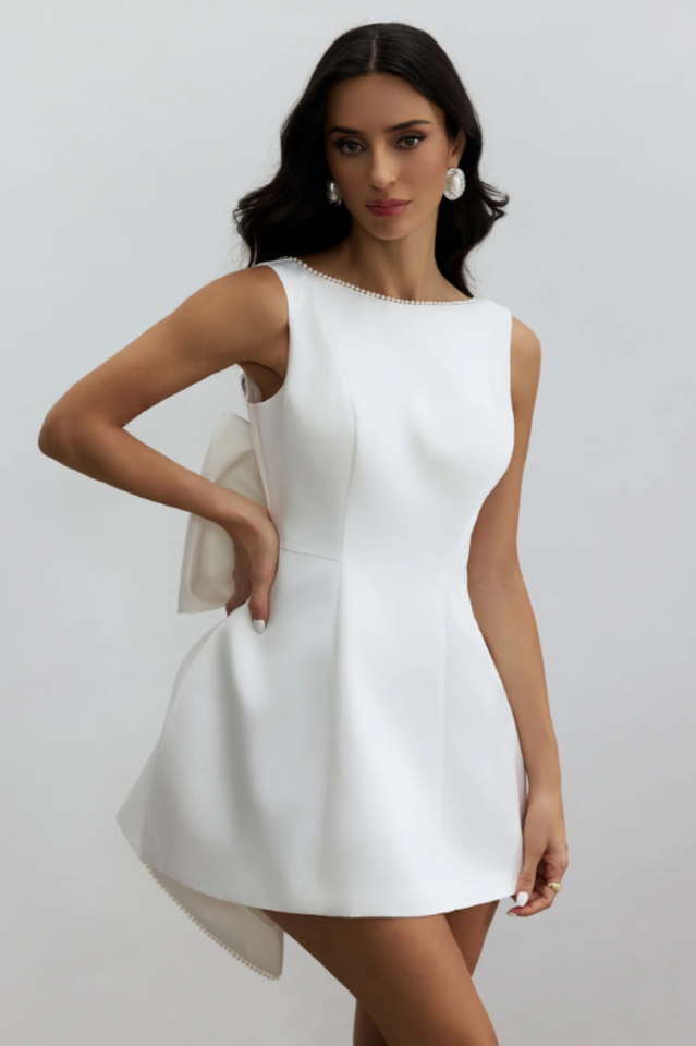 Cecila Bowknot Pearl Backless Mini Dress | Dress In Beauty