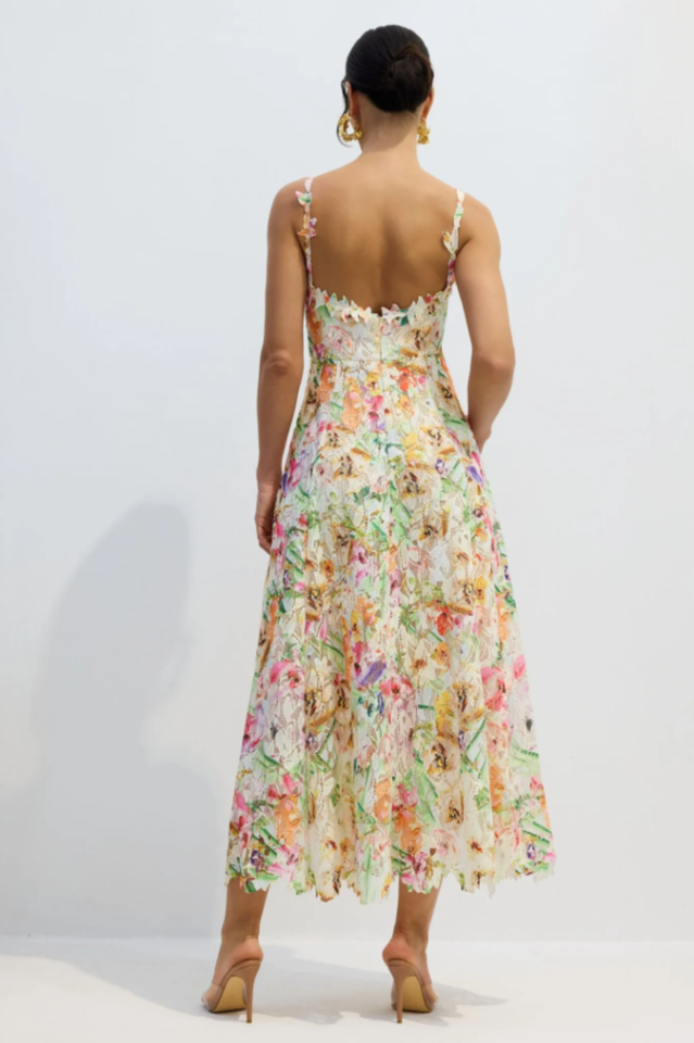 Diana Floral Embroidered Lace Midi Dress | Dress In Beauty