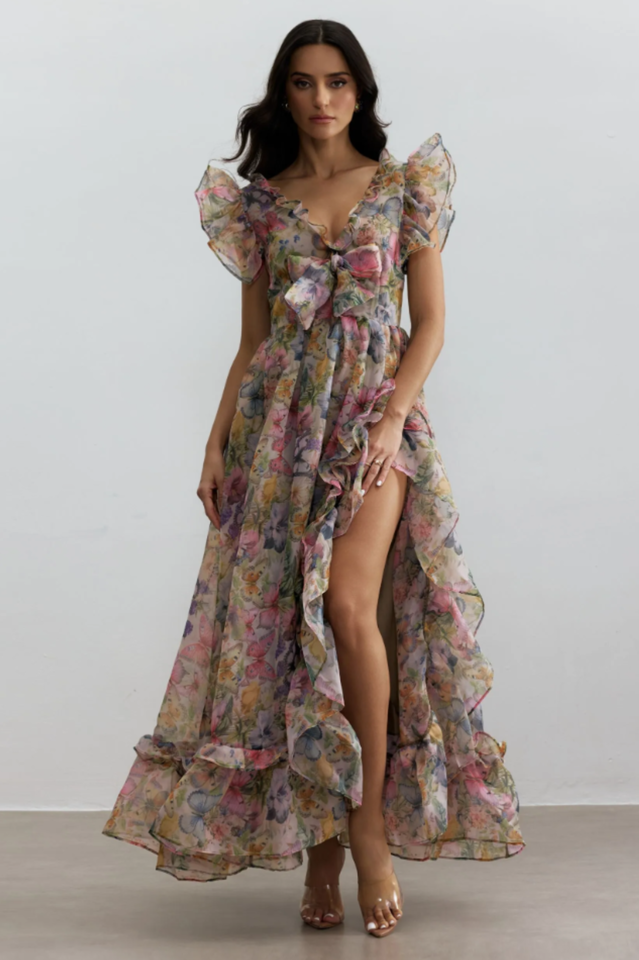 Sarah Ruffles Sarah Ruffle Chiffon Maxi Dress | Dress In Beauty