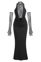 Evelyn Plunging Cowl Lace Bodice Maxi Dress | Dress In Beauty