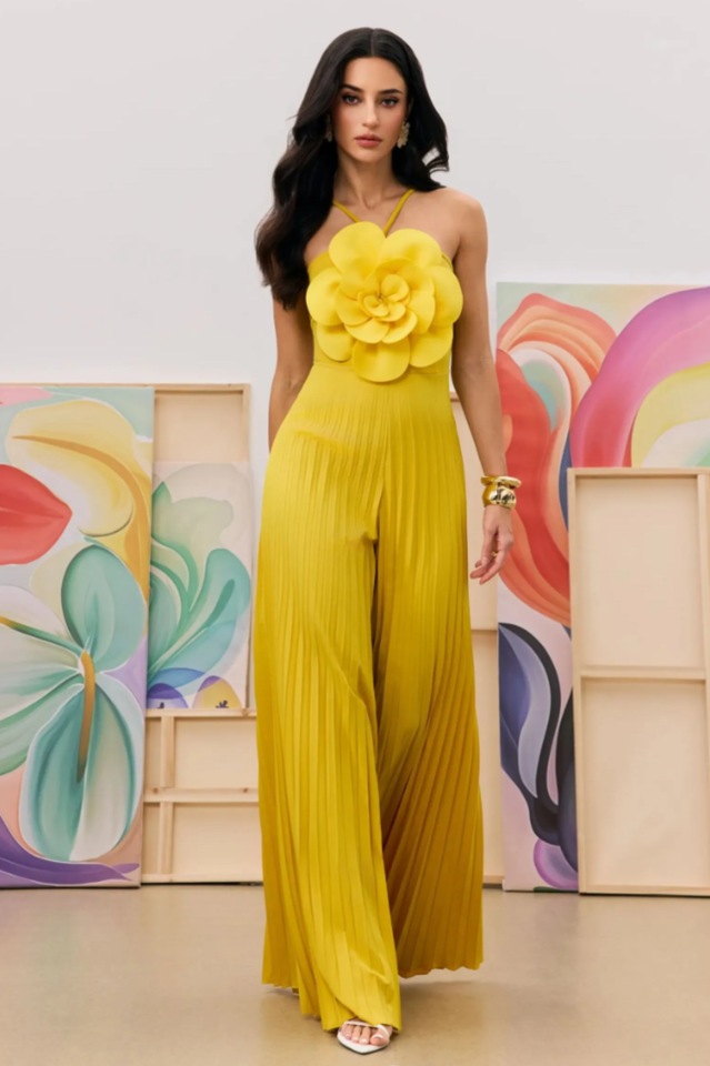Jessica Flower Applique Pleated Jumpsuit | Dress In Beauty
