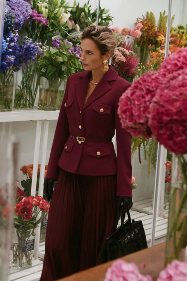 Florence Belted Blazer Pleated Skirt Set | Dress In Beauty