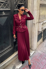 Florence Belted Blazer Pleated Skirt Set | Dress In Beauty
