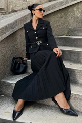 Florence Belted Blazer Pleated Skirt Set | Dress In Beauty