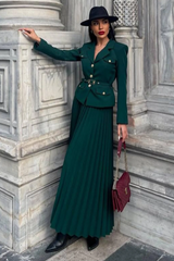 Florence Belted Blazer Pleated Skirt Set | Dress In Beauty