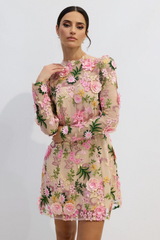 Lara Floral Applique Mini Dress | Dress In Beauty