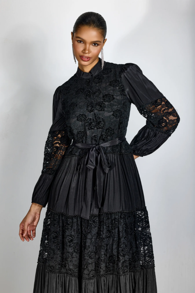 Quenna Lace Panel Midi Dress | Dress In Beauty