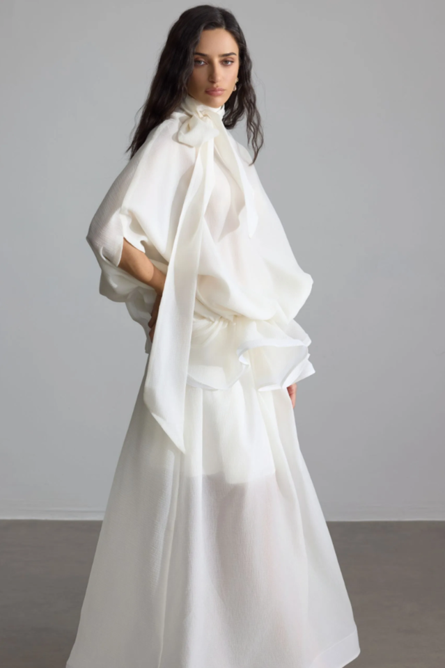 Eliza Tie Neck Semi-Sheer Dress | Dress In Beauty