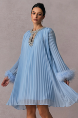 Gabrielle Diamante Feathered Pleated Mini Dress | Dress In Beauty