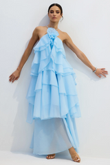 Sibley Halterneck Tiered Ruffle Maxi Dress | Dress In Beauty