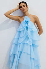 Sibley Halterneck Tiered Ruffle Maxi Dress | Dress In Beauty