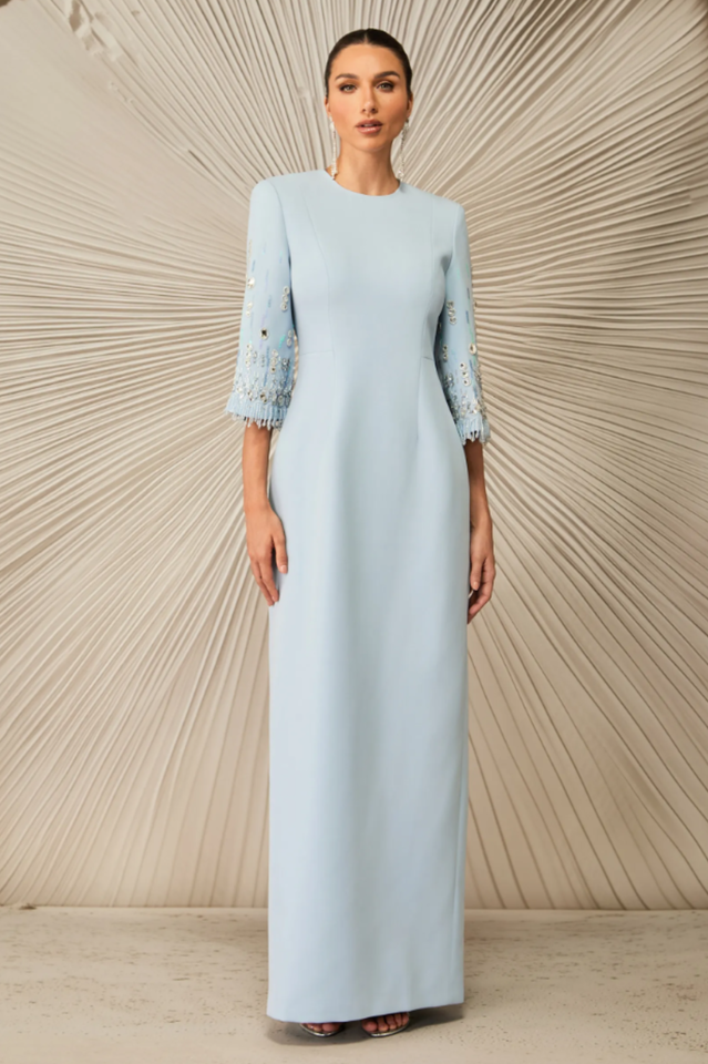 Julia Crew Neck Embroidered Maxi Dress | Dress In Beauty