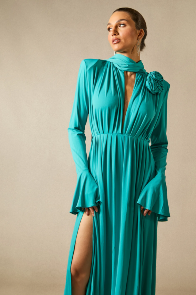 Yedda Flower Trimmed Pleated Maxi Dress | Dress In Beauty