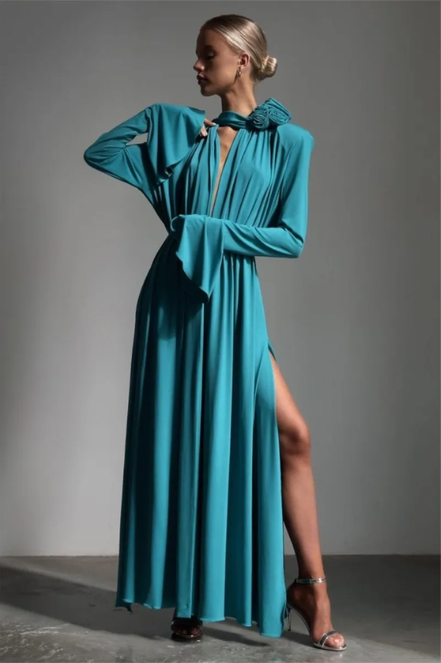 Yedda Flower Trimmed Pleated Maxi Dress | Dress In Beauty