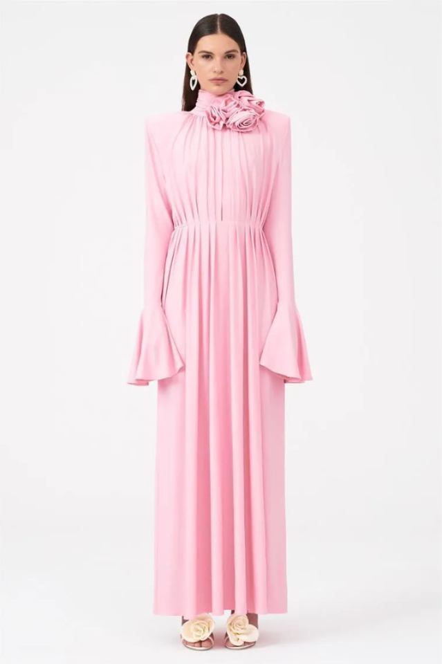 Yedda Flower Trimmed Pleated Maxi Dress | Dress In Beauty