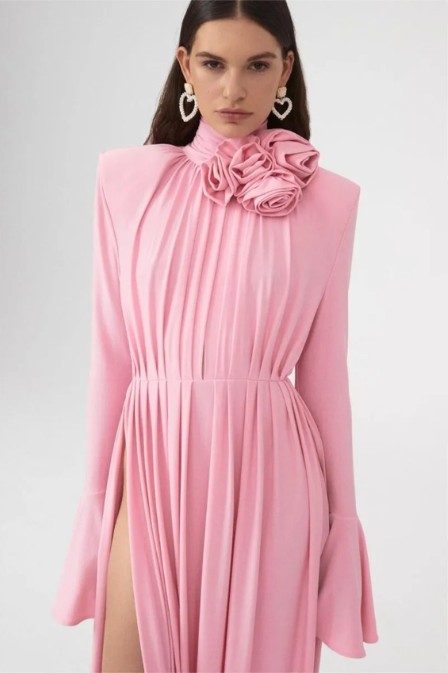 Yedda Flower Trimmed Pleated Maxi Dress | Dress In Beauty