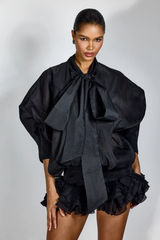 Trina Tie-neck Ruffle Hem Mini Dress | Dress In Beauty