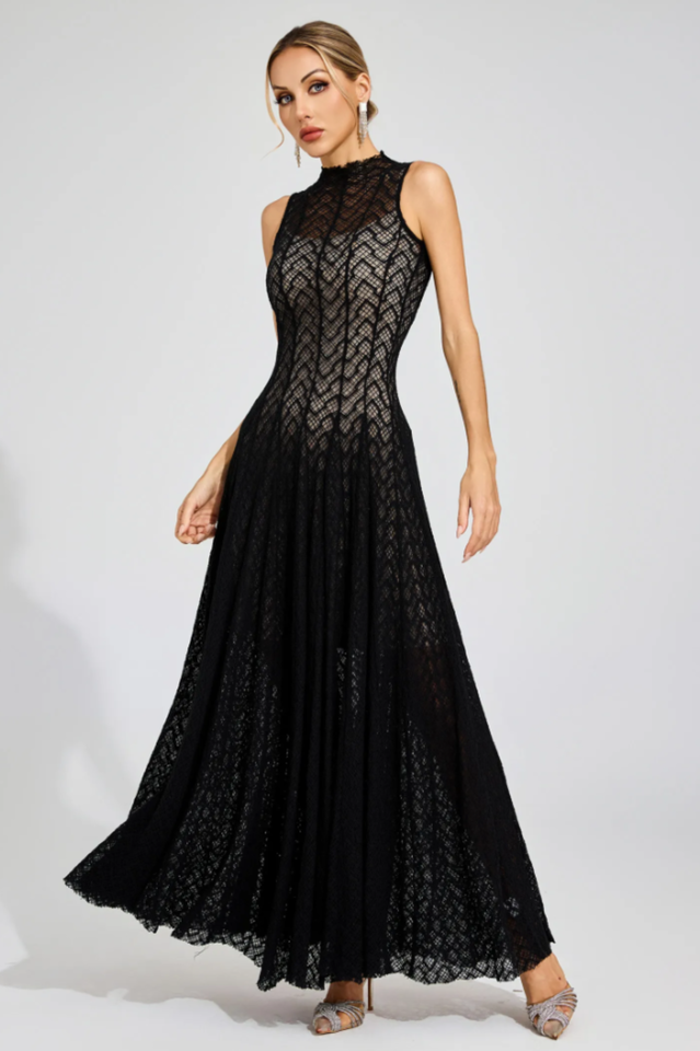 Lucas Black Lace Sleeveless Dress | Dress In Beauty