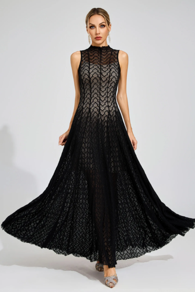 Lucas Black Lace Sleeveless Dress | Dress In Beauty