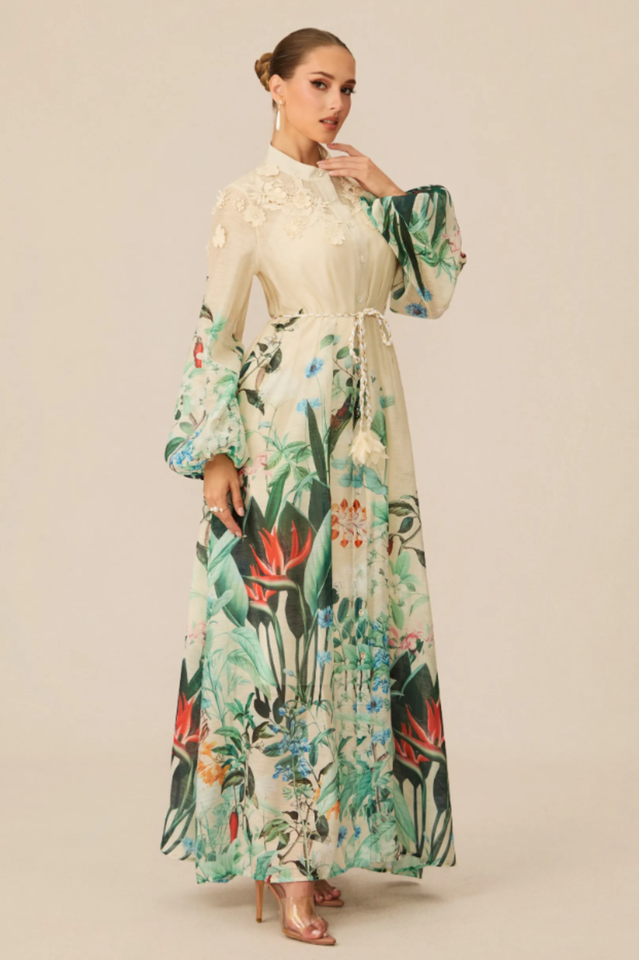 Raina Floral Print Puff Sleeve Maxi Dress | Dress In Beauty