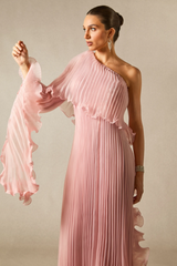 Khloe One Shoulder Pleated Ruffle Maxi Dress | Dress In Beauty