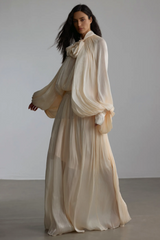 Eliza Tie Neck Puff Sleeve Maxi Dress | Dress In Beauty