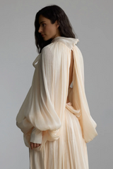 Eliza Tie Neck Puff Sleeve Maxi Dress | Dress In Beauty