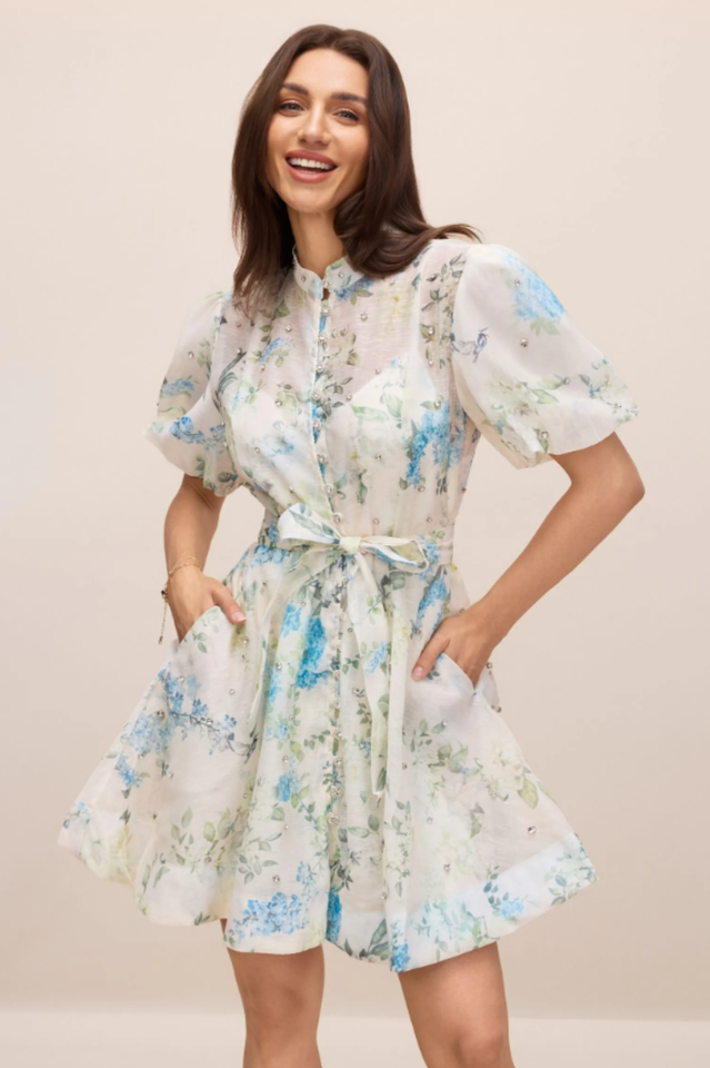 Caroline Floral Print Mini Dress | Dress In Beauty