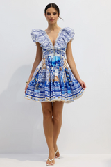 Kyla Printed Plunge Neck Mini Dress | Dress In Beauty